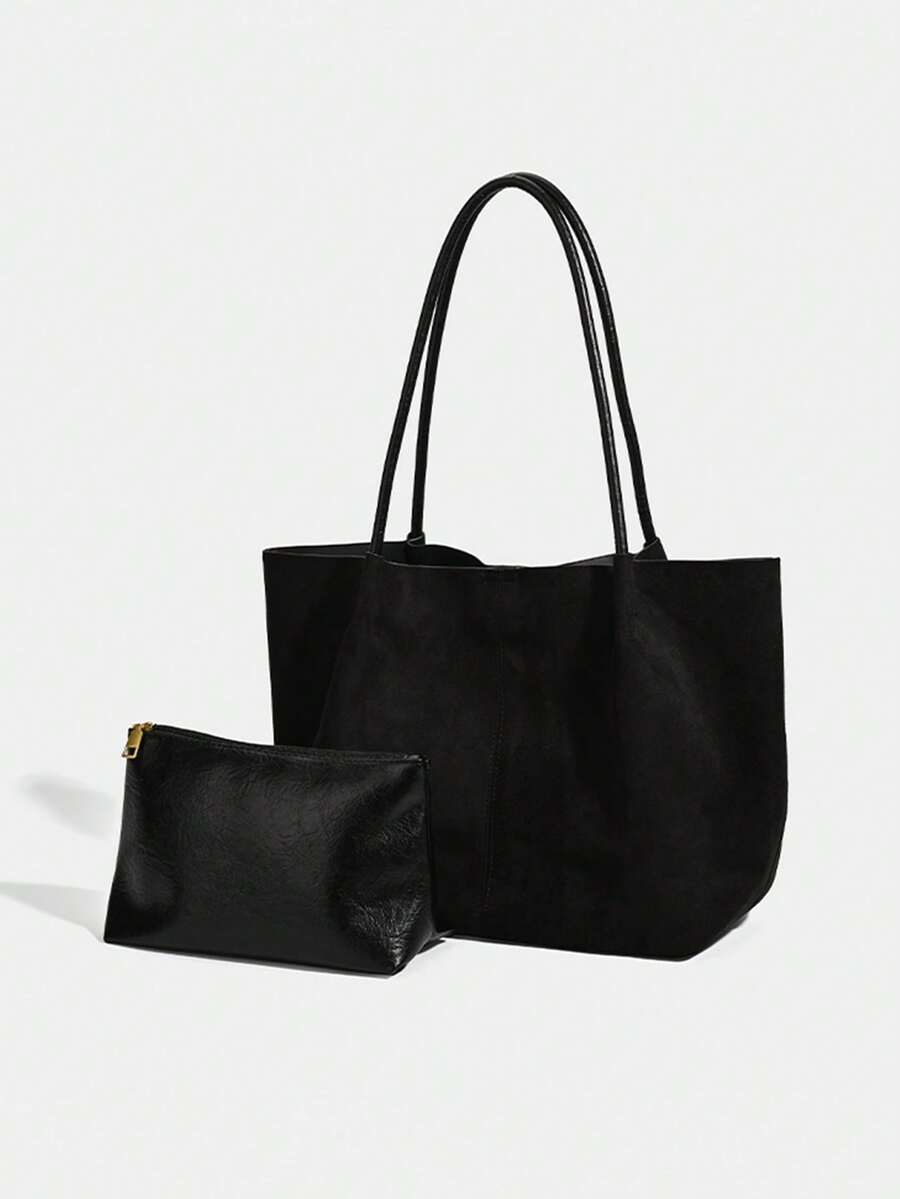 Alma Suede Tote Bag With Pouch