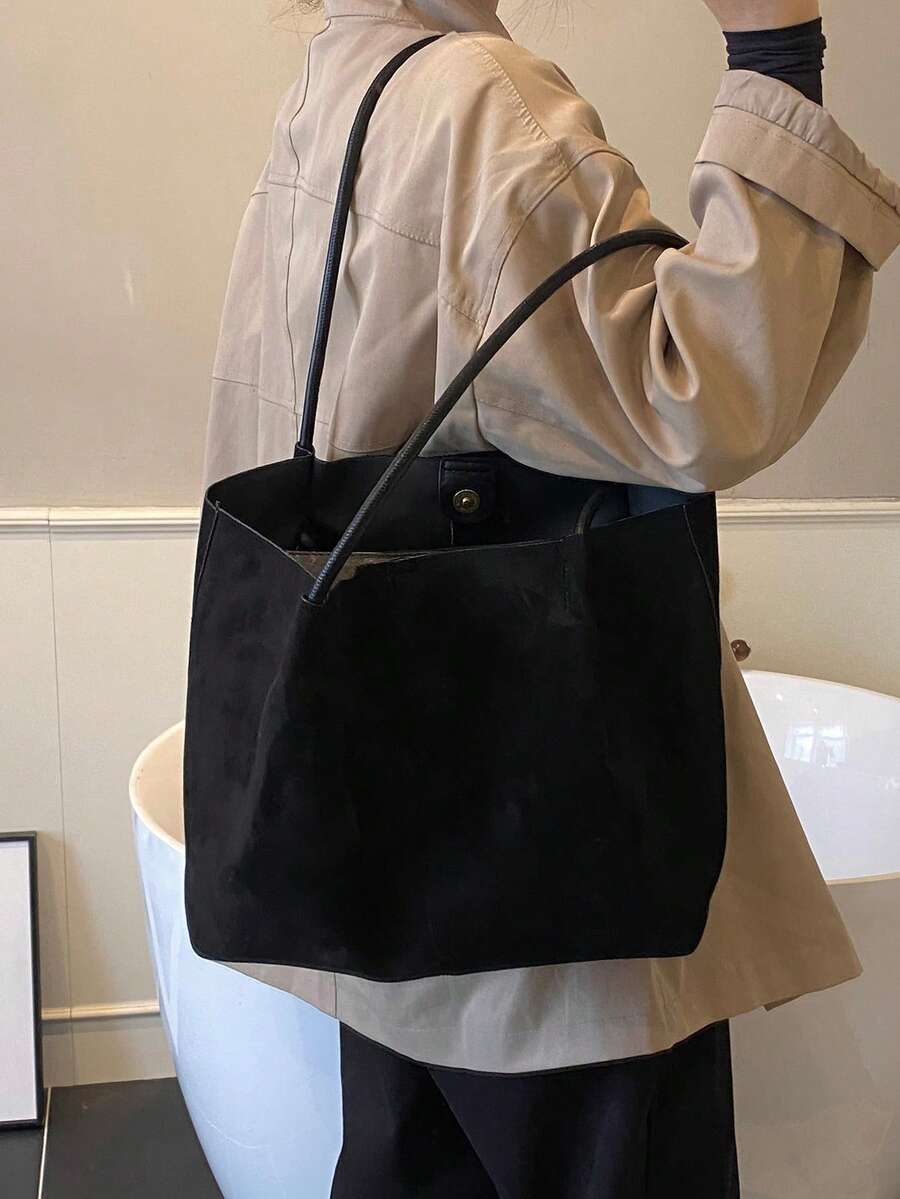 Alma Suede Tote Bag With Pouch