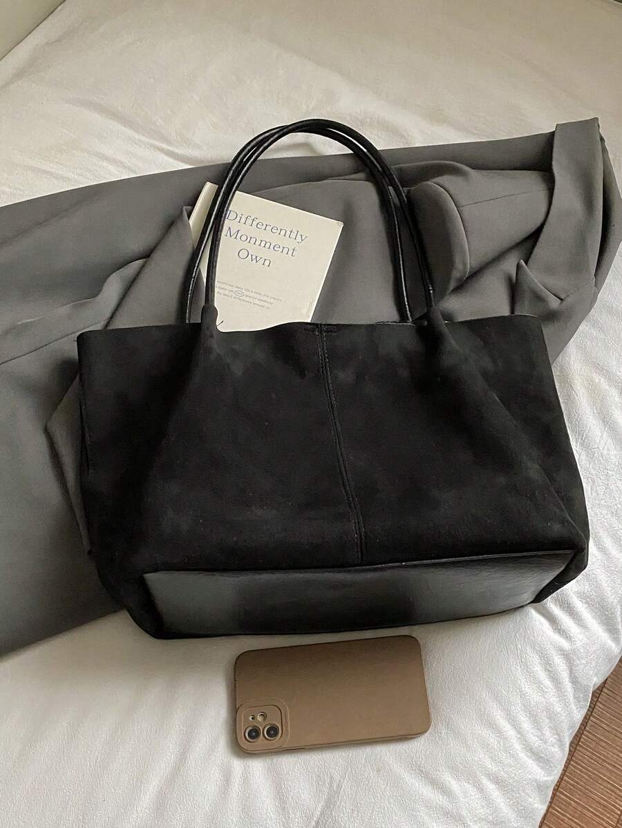 Alma Suede Tote Bag With Pouch
