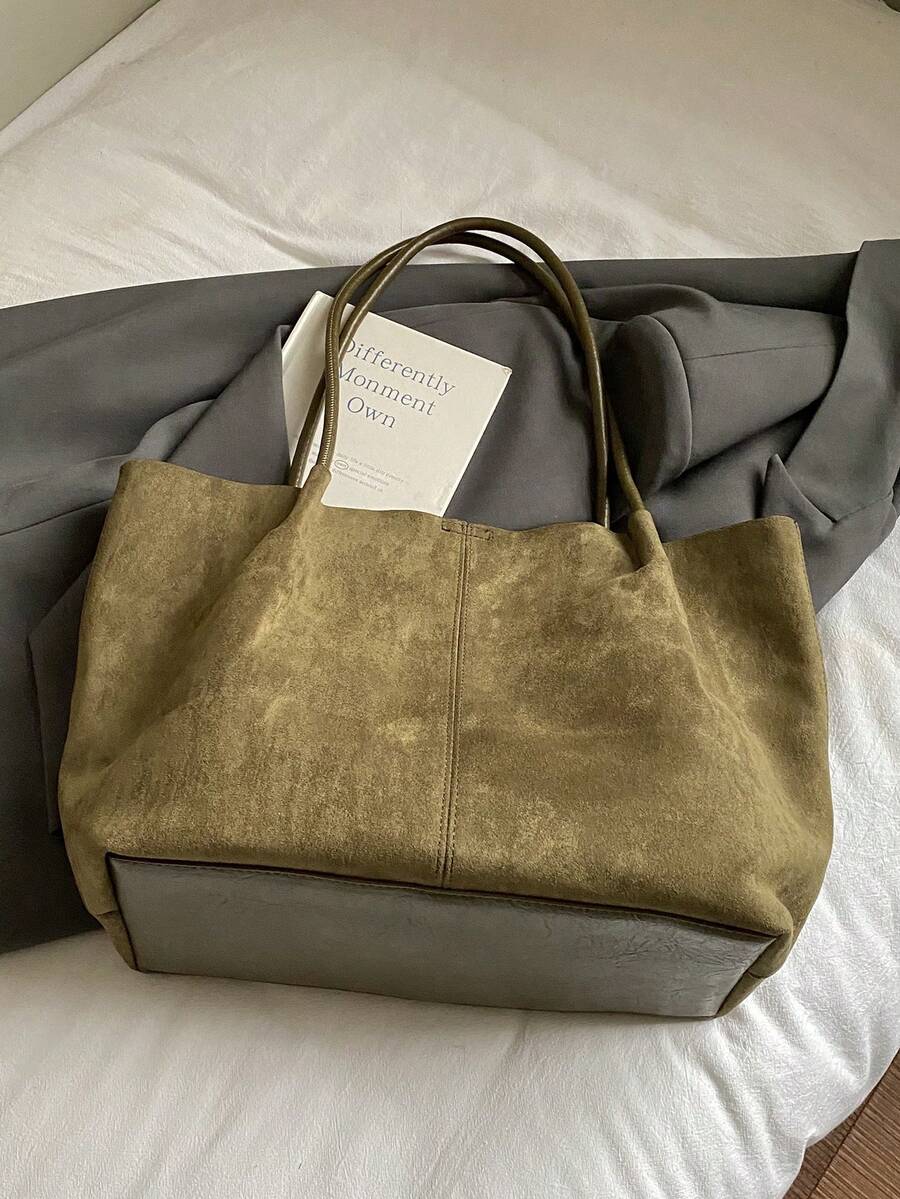 Alma Suede Tote Bag With Pouch