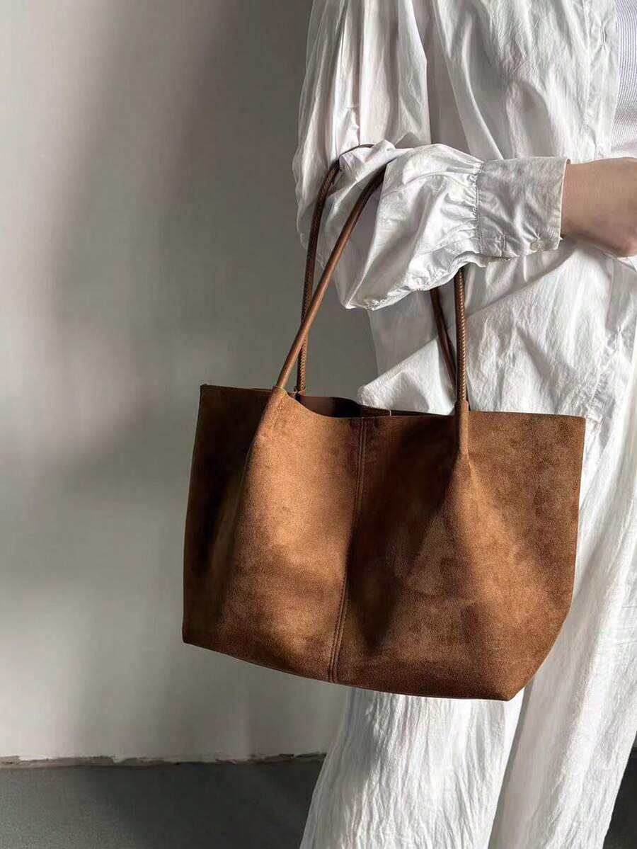 Alma Suede Tote Bag With Pouch
