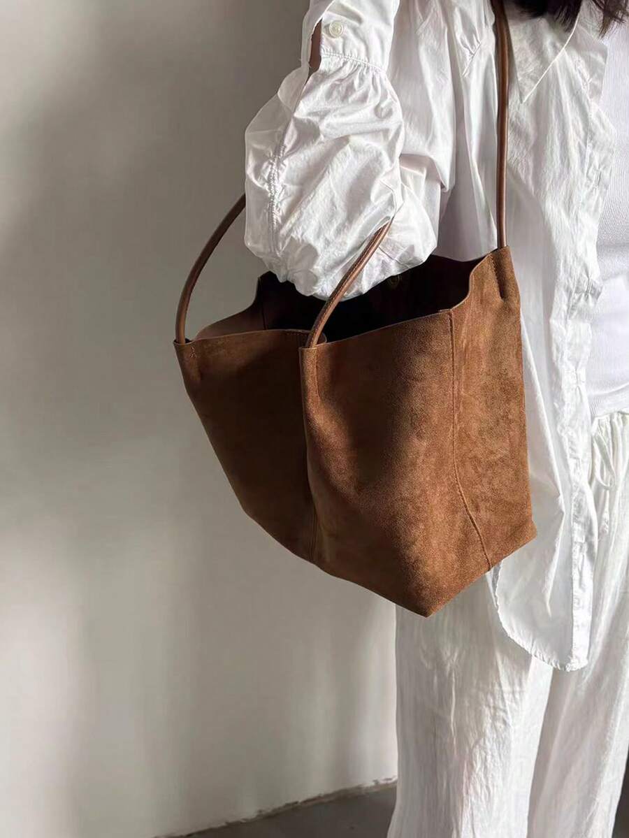 Alma Suede Tote Bag With Pouch