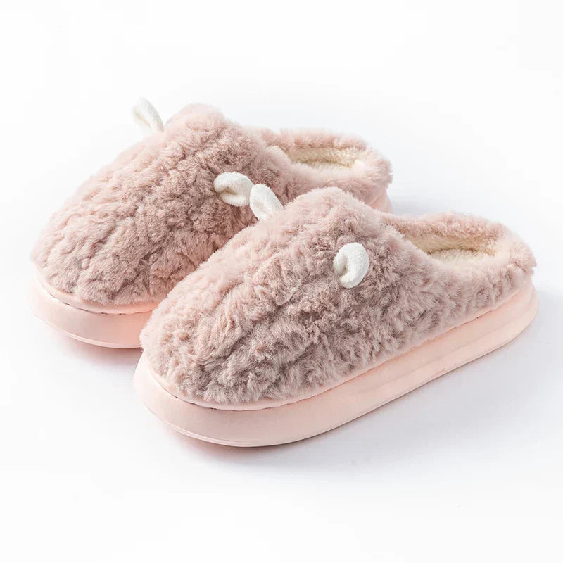 chausson femme oreille drole doux rose
