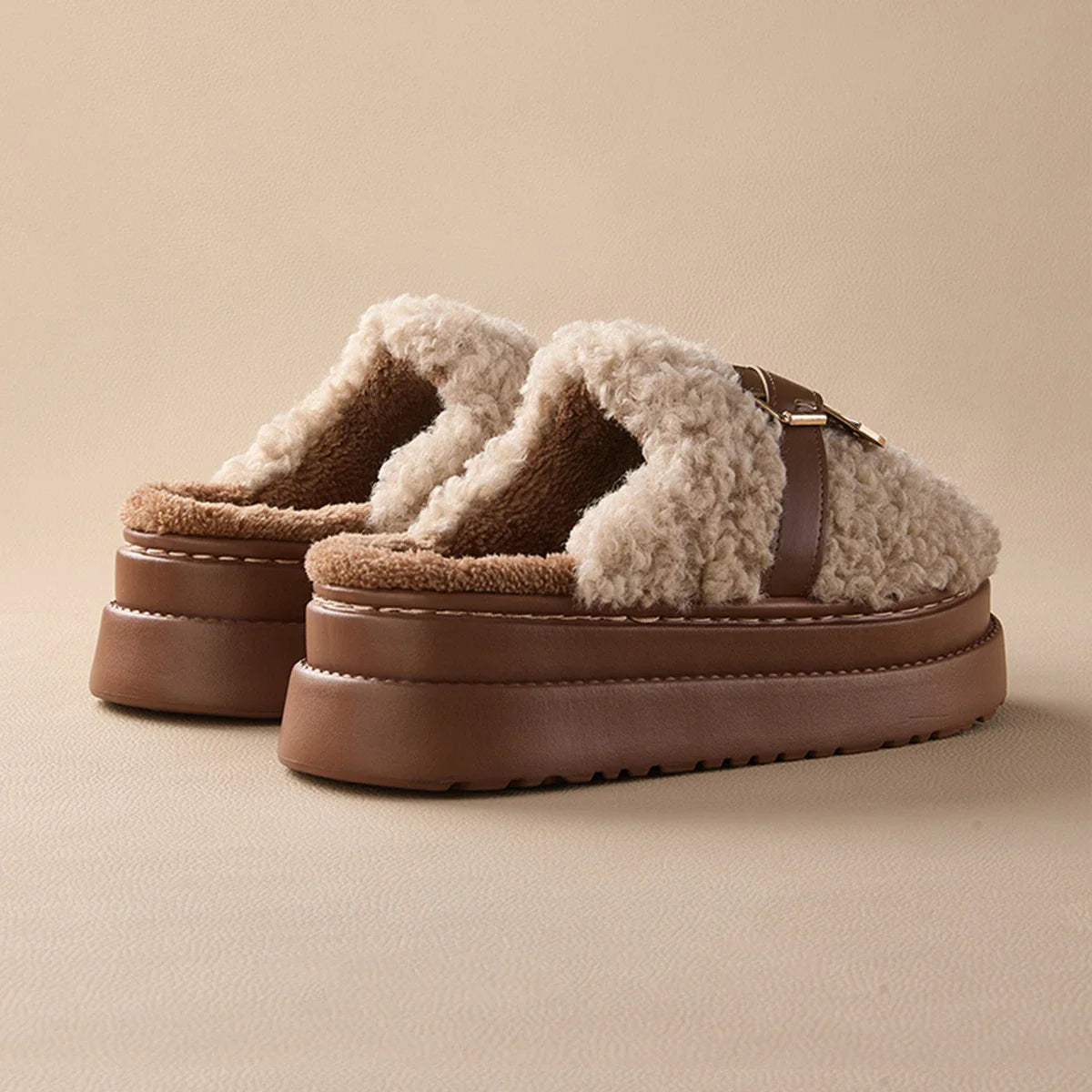 chaussons femme confortables semelle épaisse khaki