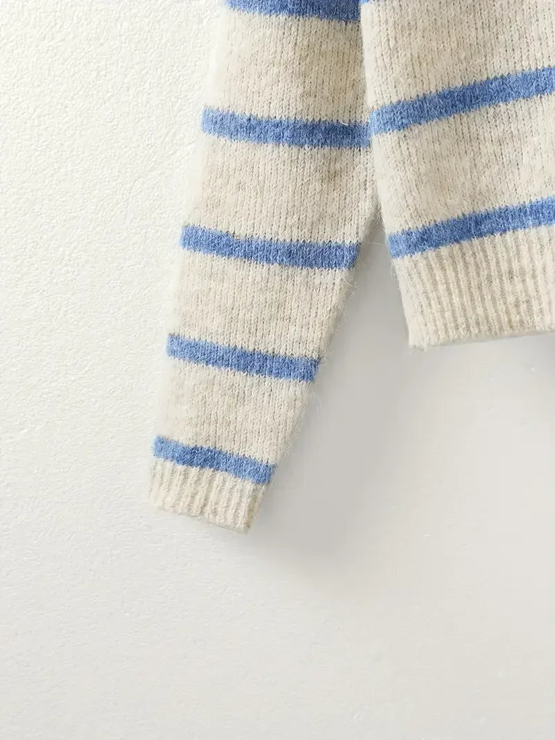 détail maille pull femme rayé