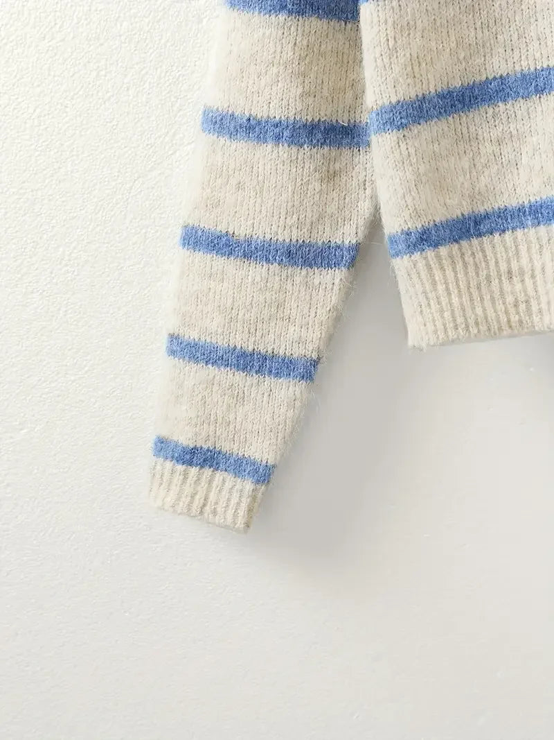 détail maille pull femme rayé