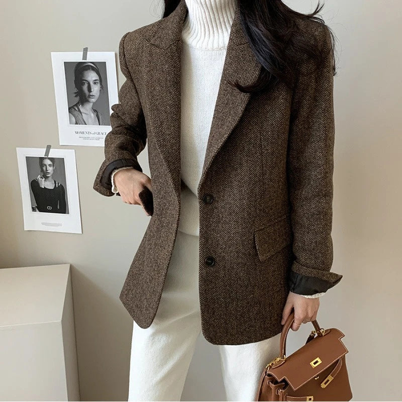 détail tissu blazer femme effet laine