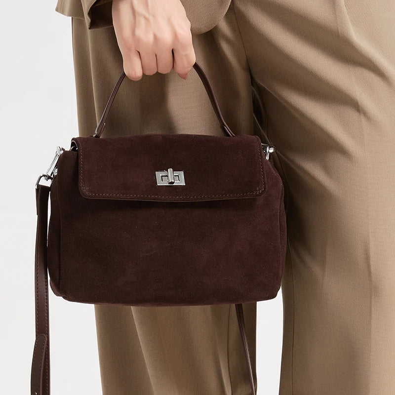 Lyséa Suede Leather Top Handle Handbag