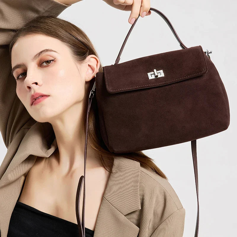 Lyséa Suede Leather Top Handle Handbag