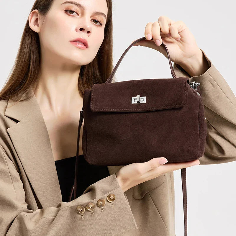 Lyséa Suede Leather Top Handle Handbag