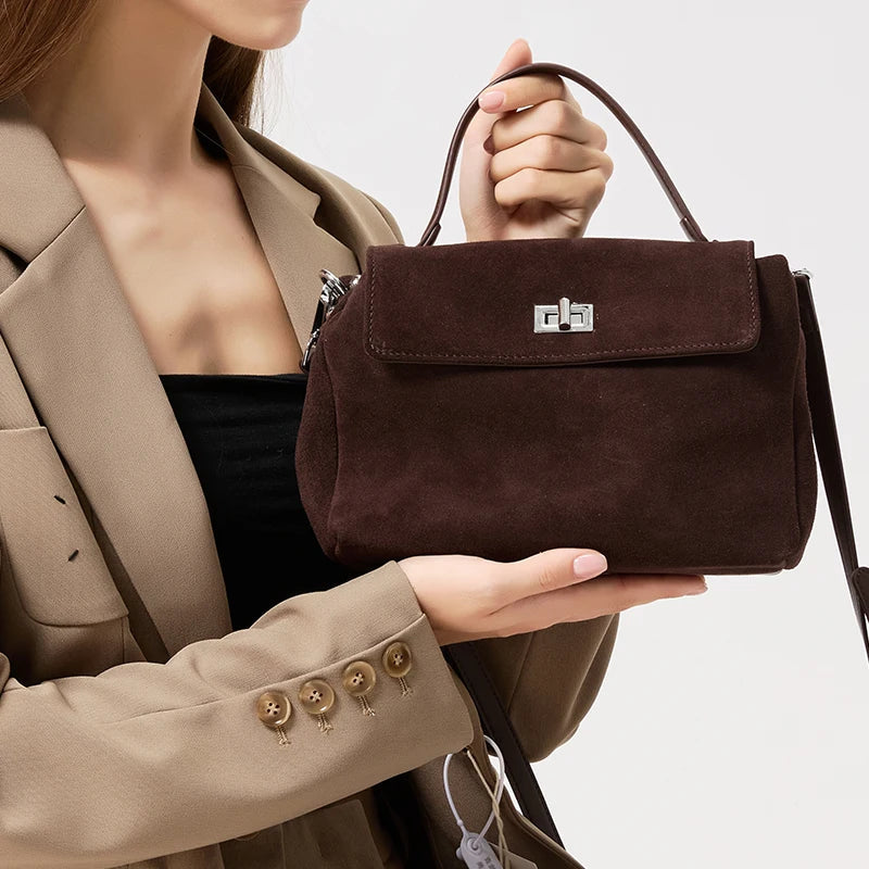 Lyséa Suede Leather Top Handle Handbag