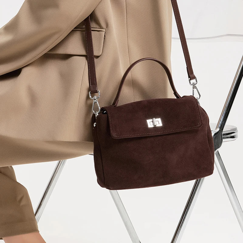 Lyséa Suede Leather Top Handle Handbag
