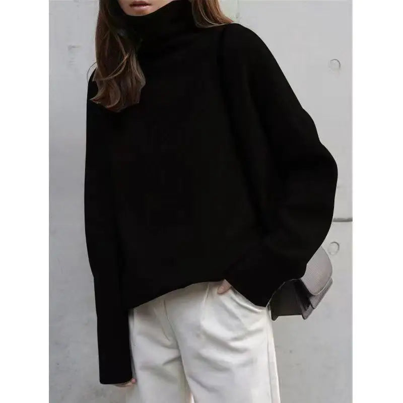 pull cachemire femme portee noir