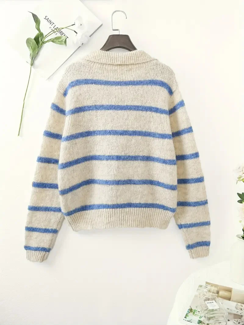 pull femme maille épaisse motif rayures