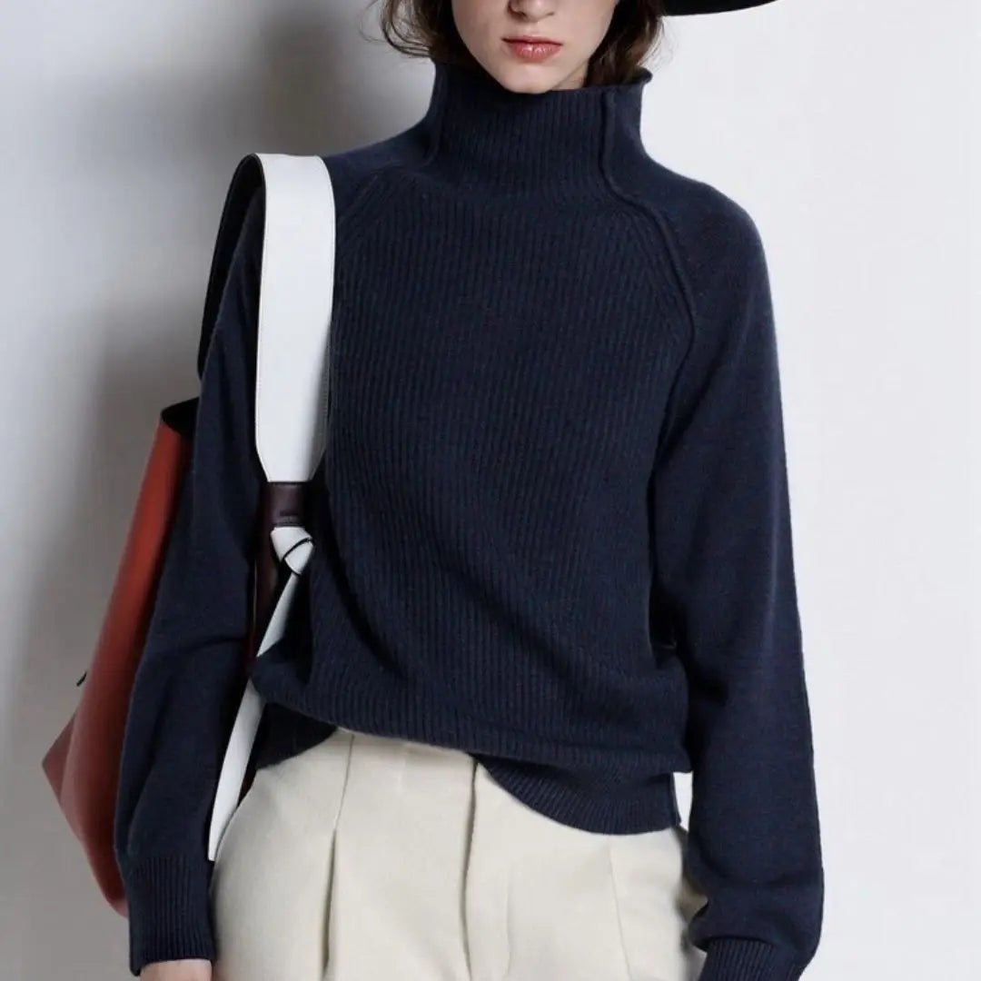 pull laine femme manches longues bleu