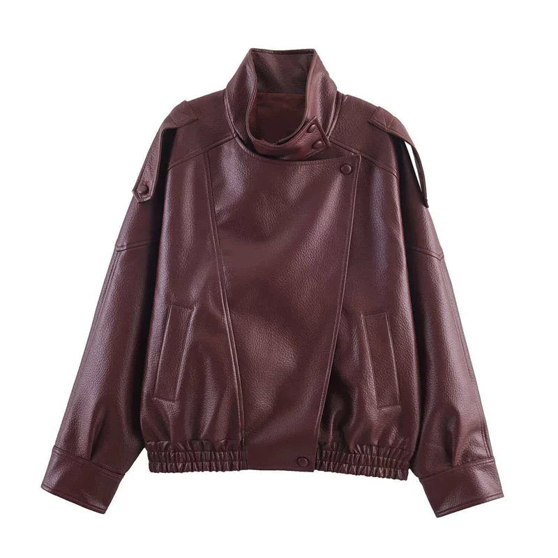 veste cuir bordeau