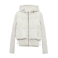 veste femme courte capuche zippée vue de face Blanc