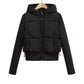 veste femme courte capuche zippée vue de face Noir